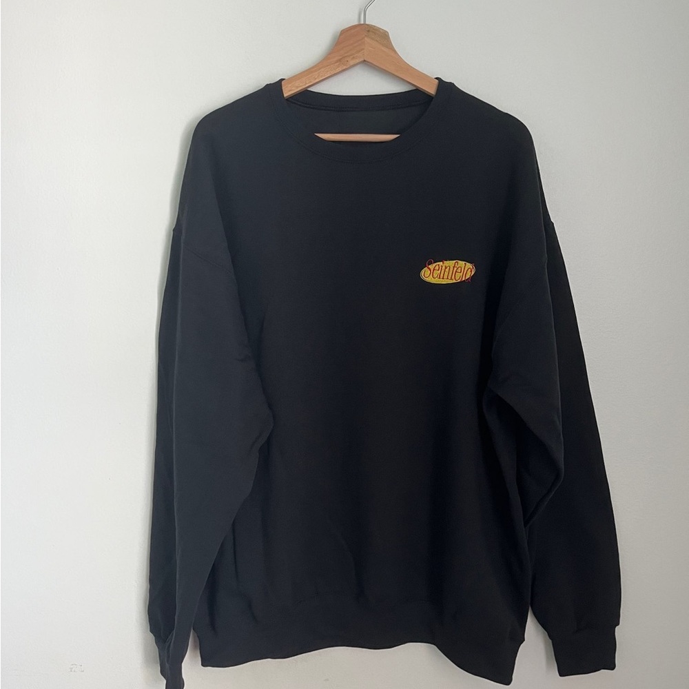 Black Yellow Seinfeld Promo Film TV New York Embroidery Crewneck Sweatshirt